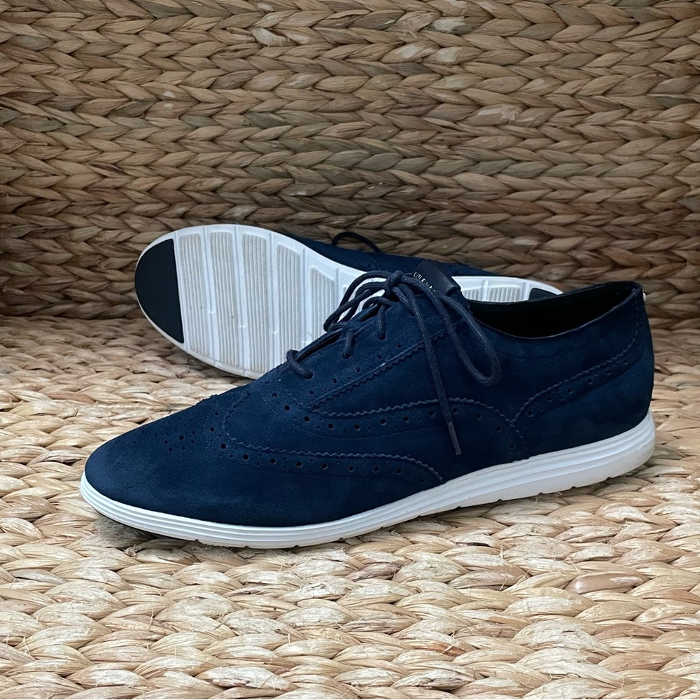 Cole Haan Grand OS Wingtip Blue Suede Leather Oxfords Women’s 11